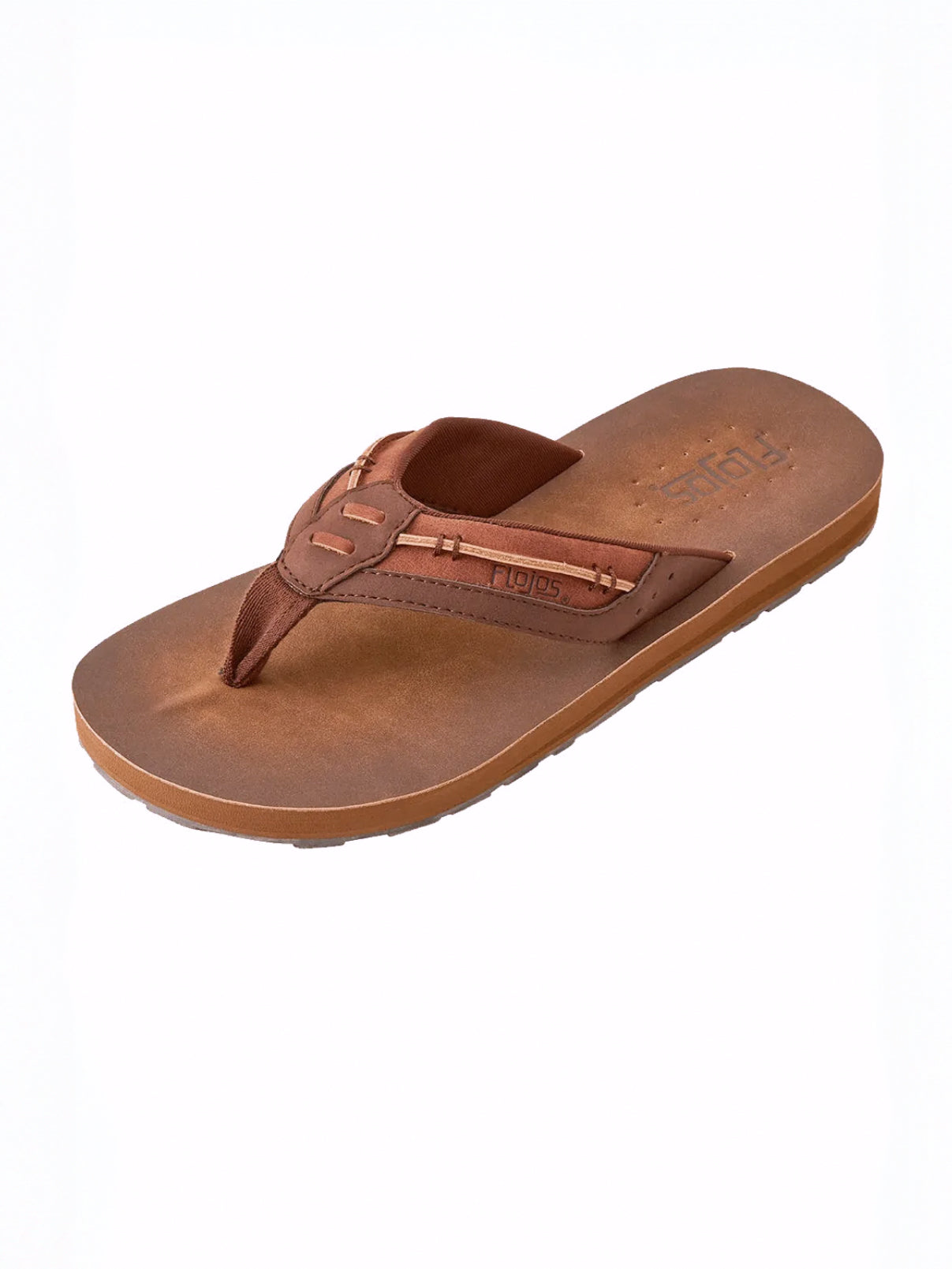 Mens Flojo Brown Faux Leather Sandals