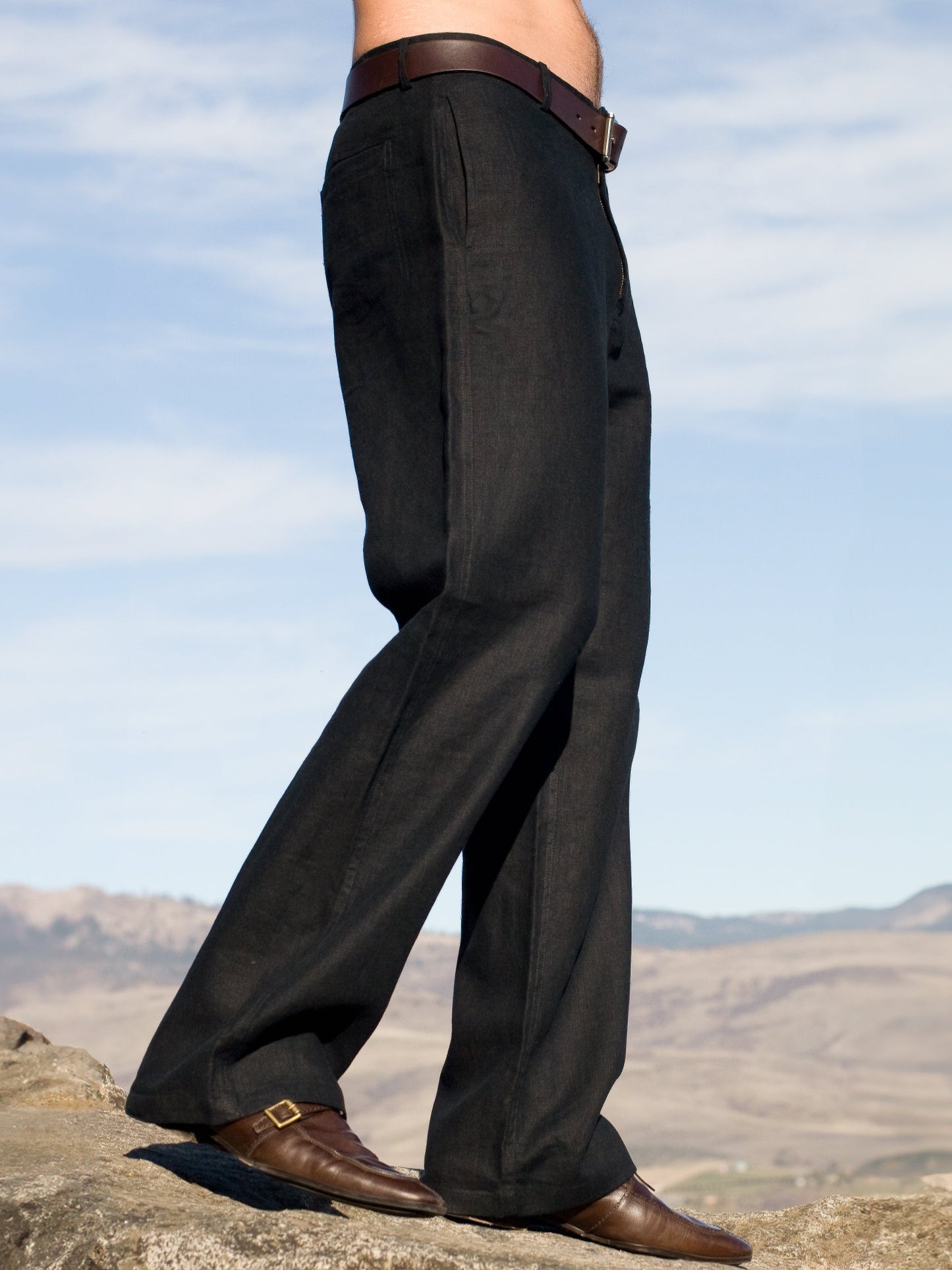 Mens Linen Amalfi Pant Black Beach Wedding