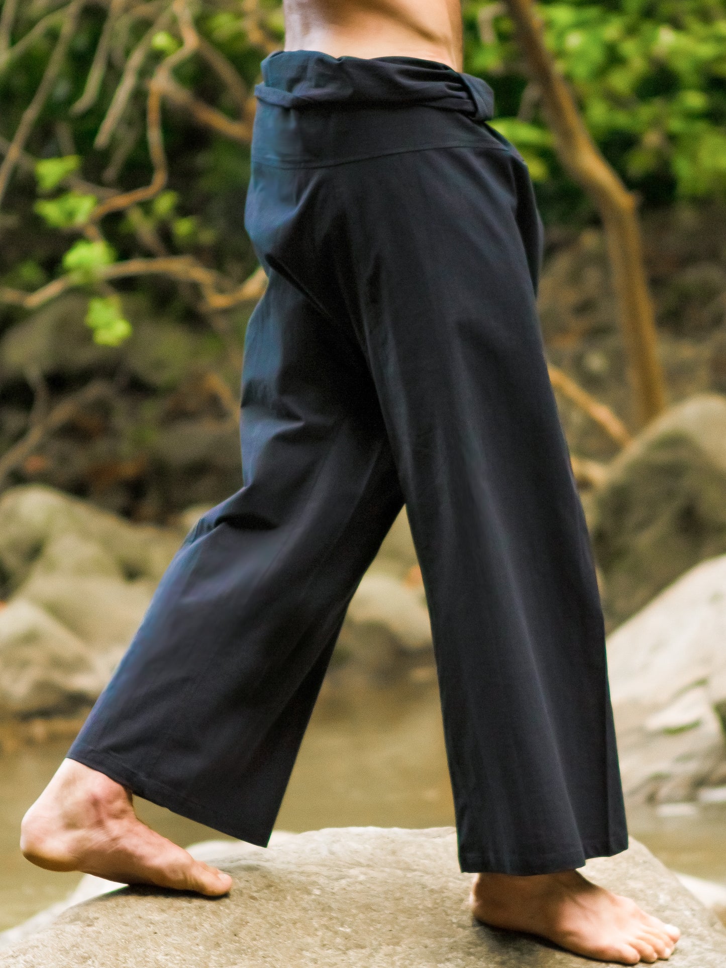 Cotton Thai Fisherman Black Pants Beach Yoga Wear