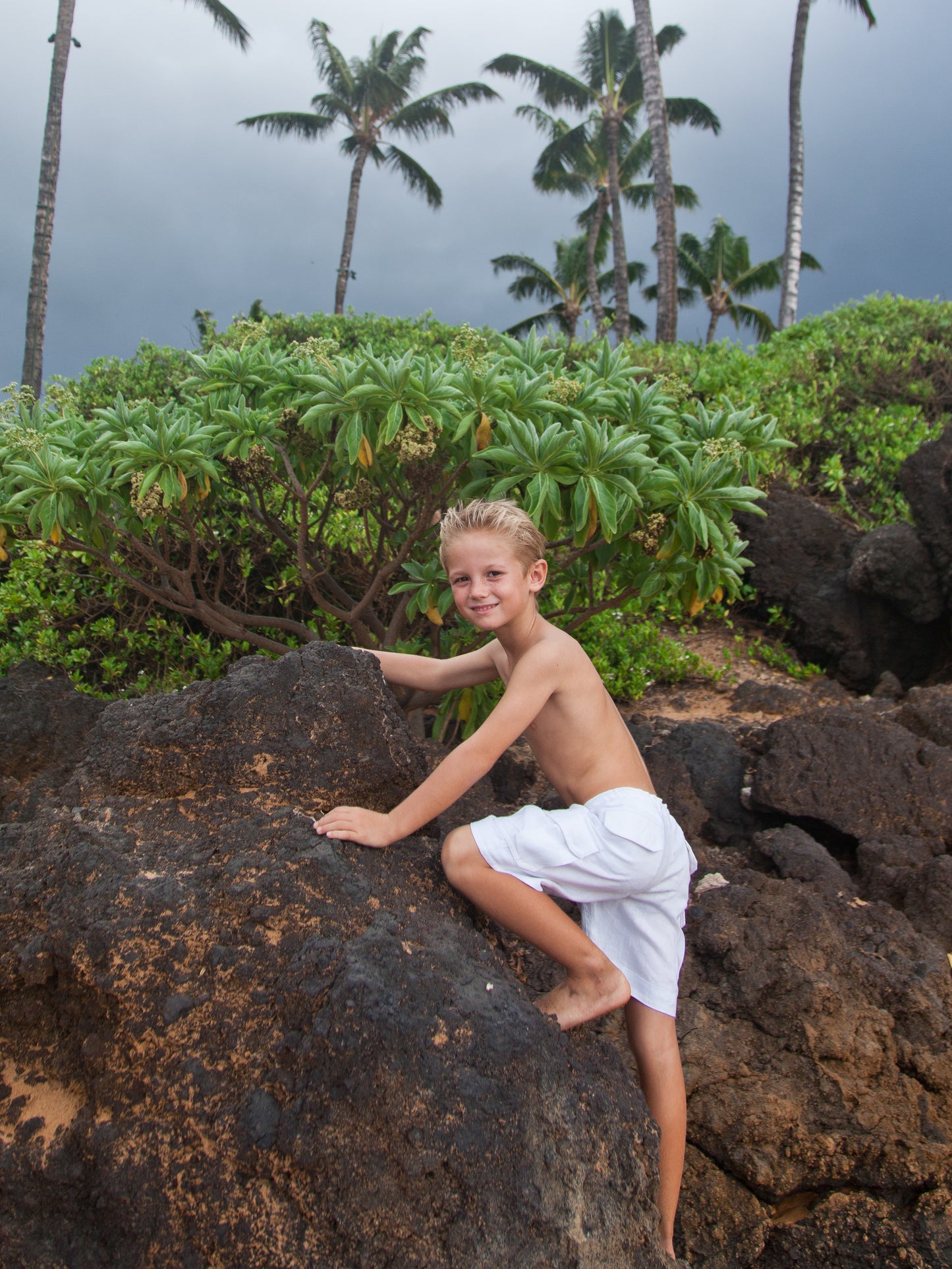 Boys Linen Cabo Shorts Ringbearer Cargo Shorts White Beach Wedding Action