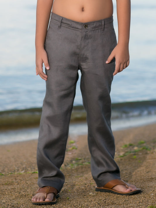 Boys Linen Cabo Shorts Ringbearer Cozumel Pants Gray Beach Wedding