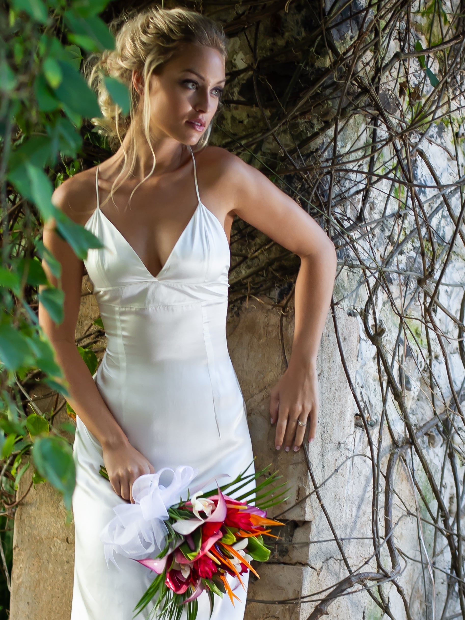 Custom Silk Shelly Dress Bridal Gown Lace Up Sleeveless Front