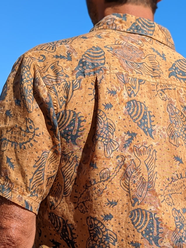 Mens Batik Harbor Shirt Short Sleeve Sea Life Beach Wedding Close