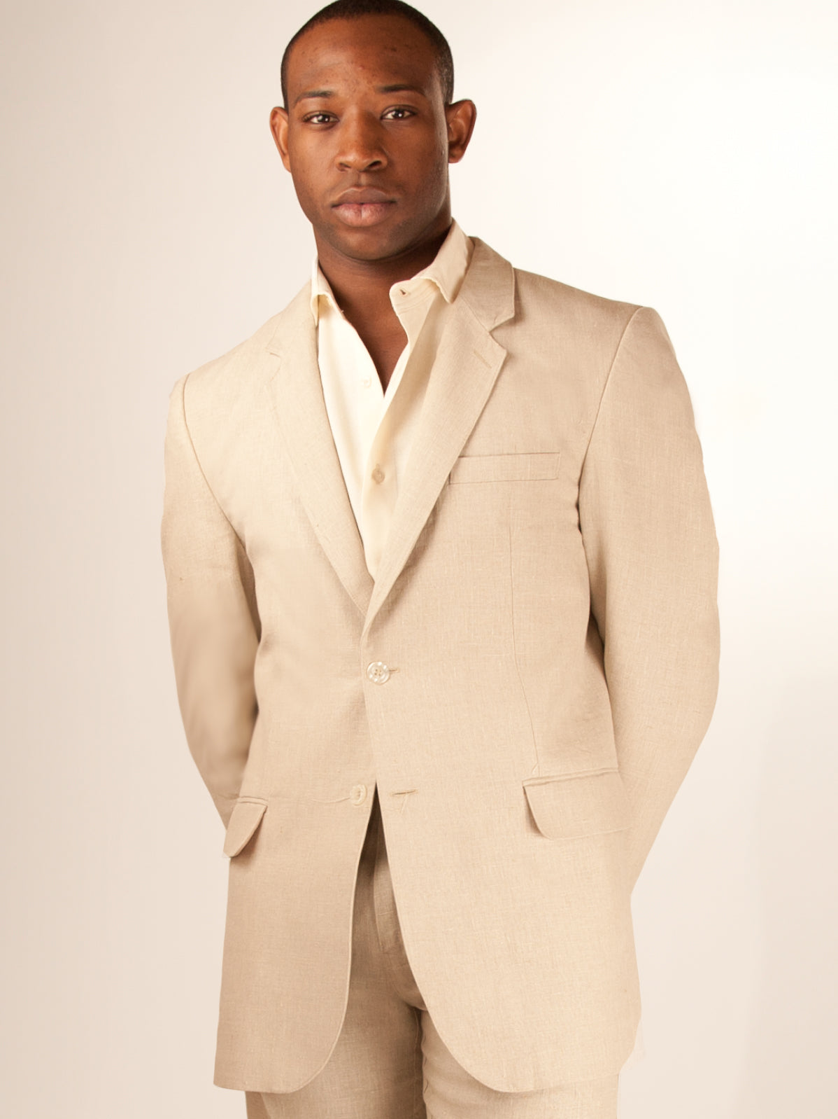 Mens Custom Linen Amalfi Suit Jacekt Tan Khaki Beach Wedding