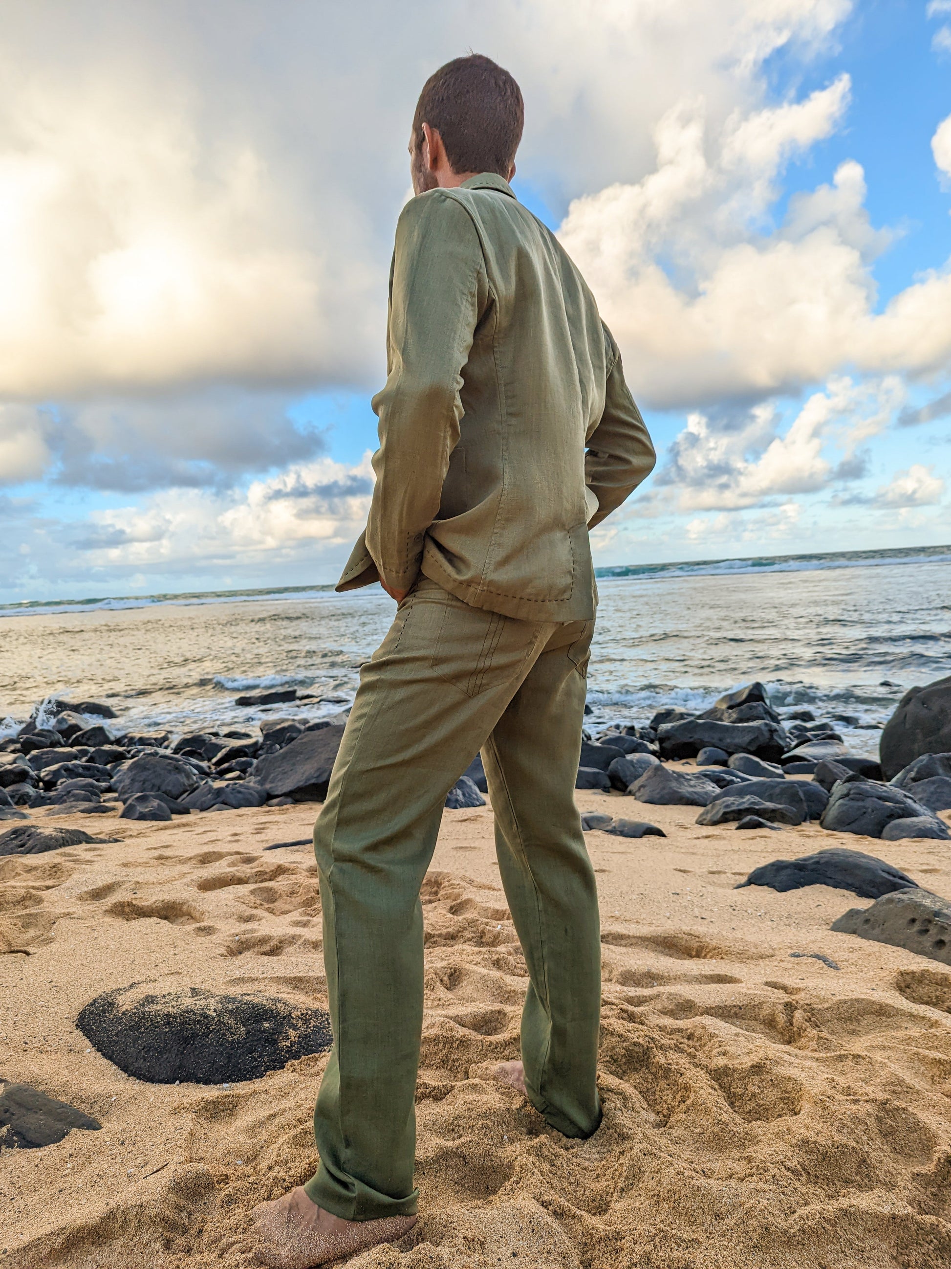 Mens Custom Linen Havana Jacket White Light Weight Beach Wedding