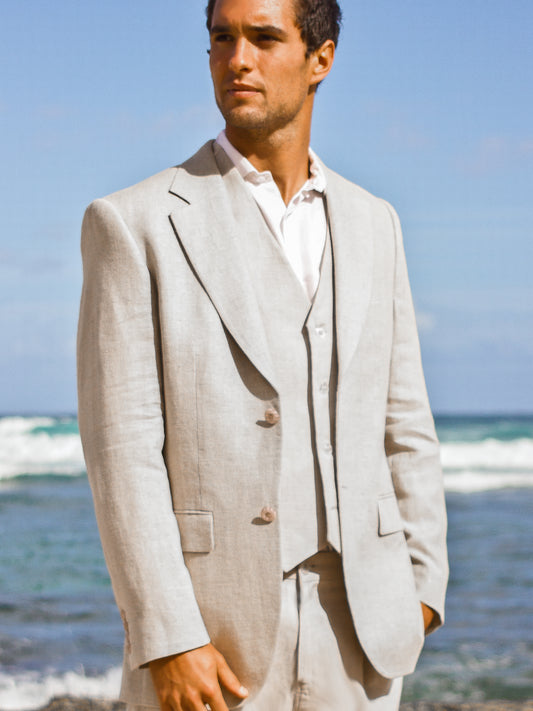 Mens Linen Amalfi Jacket Gray Beach Wedding