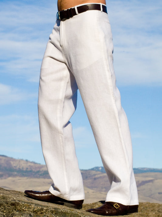 Mens Linen Amalfi Pant White Beach Wedding