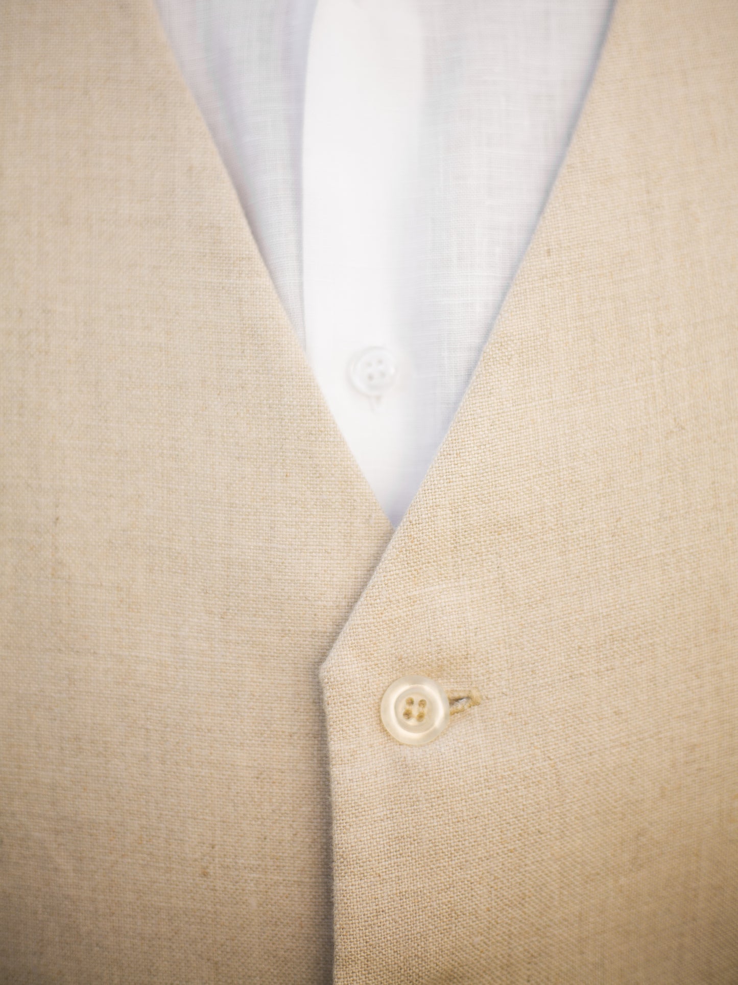 Mens Linen Amalfi Vest Tan Khaki Beach Wedding Close