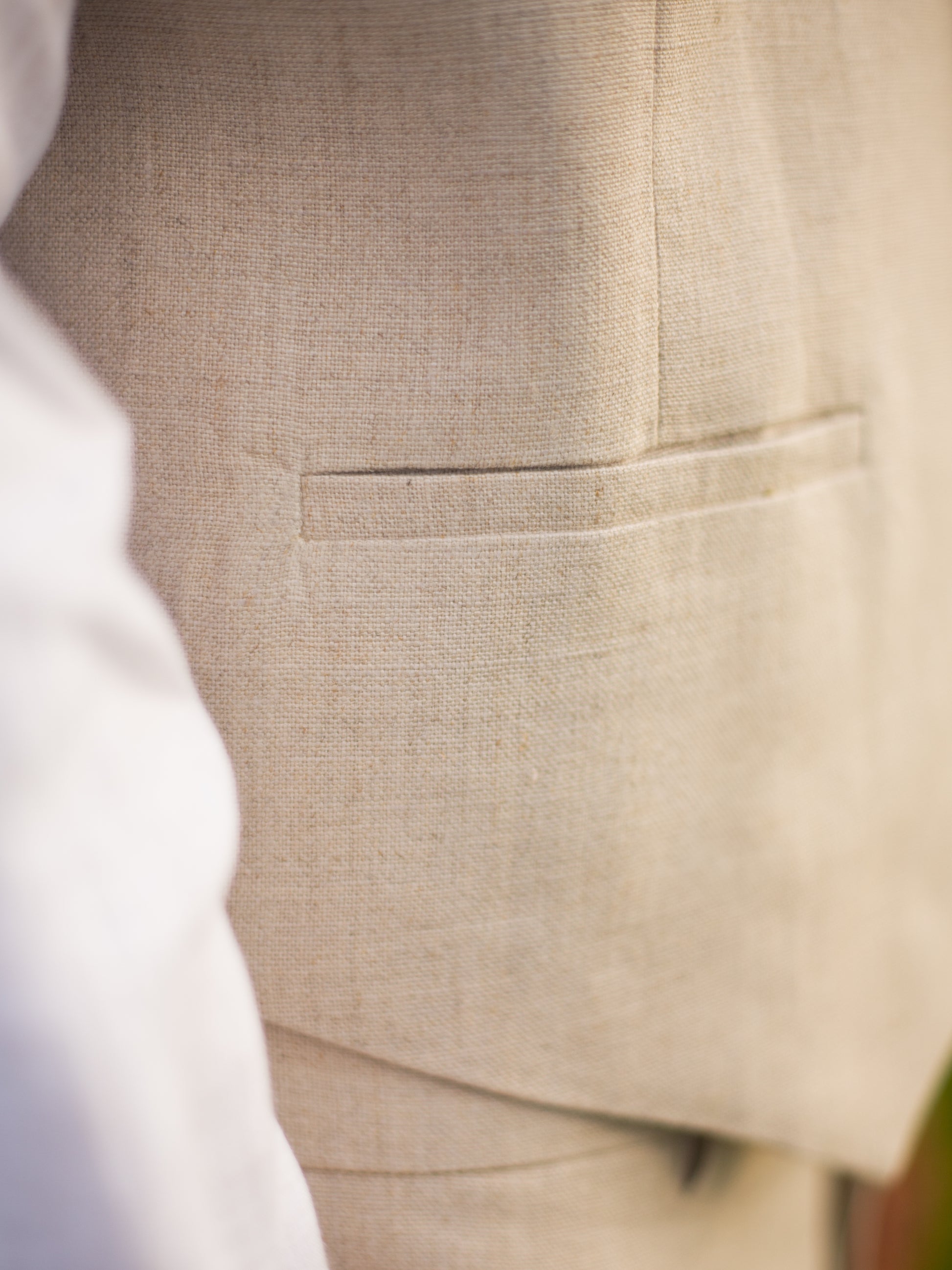 Mens Linen Amalfi Vest Tan Khaki Beach Wedding Pocket