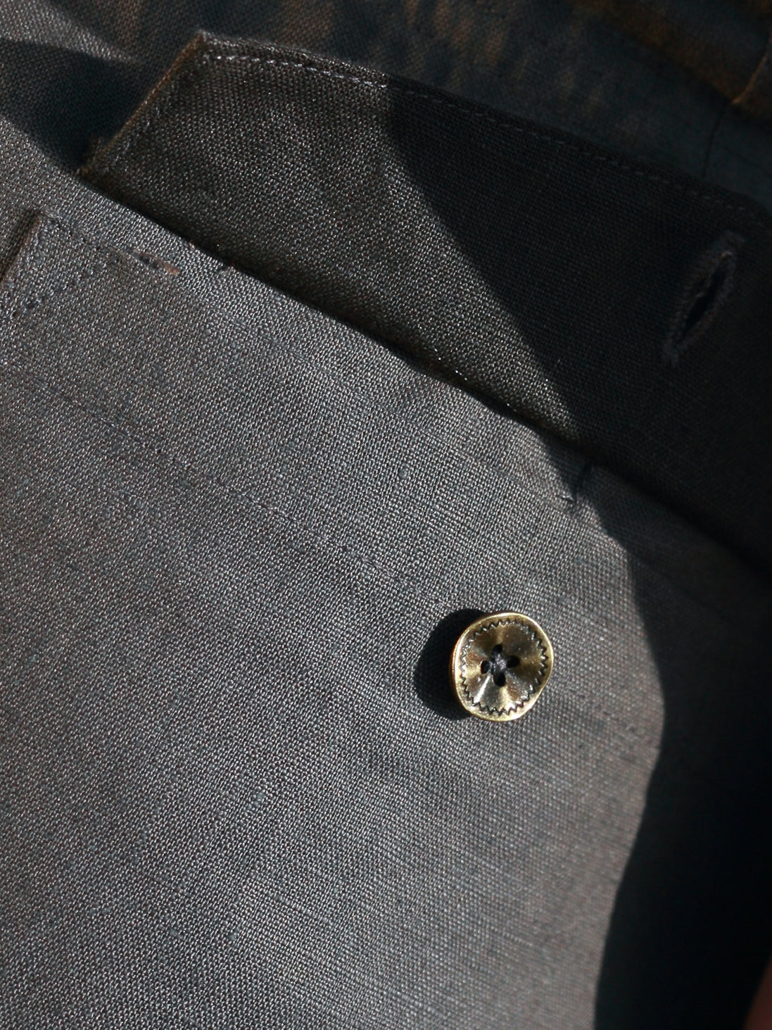 Mens Linen Cozumel Pant Gray Beach Wedding Button