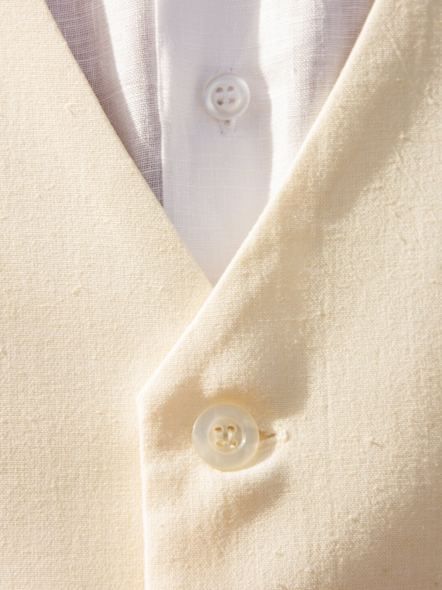 Mens Raw Silk Vest Ivory Beach Wedding Close